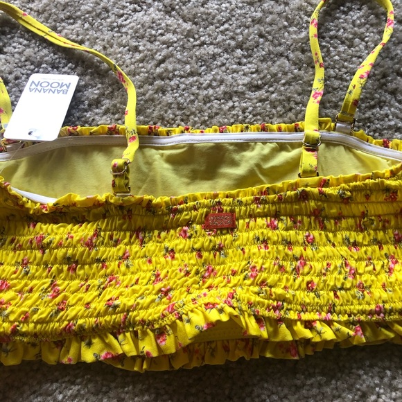 Banana Moon Yellow floral bandeau top SZ 44 - Picture 3 of 8